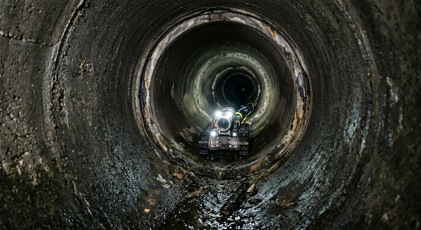 Robotic sewer camera inspecting pipe interior for Sewer Line Cleaning in Litchfield Park